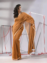 Rust Cotton Saree With Check Designs-MA55CT06520141